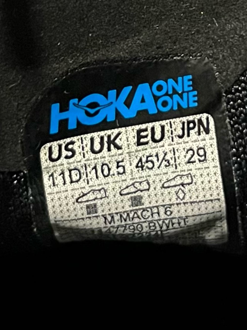 New Hoka One One Mach 6 Running Shoes Black White Mens Size Training Gym - Picture 15 of 16